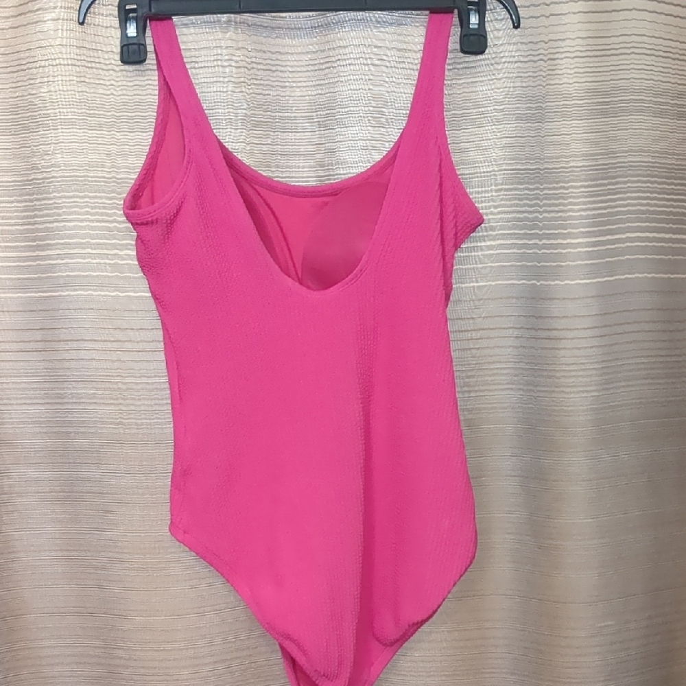 Time and Tru Hot Pink One-Piece Swimsuit - Picture 3 of 3